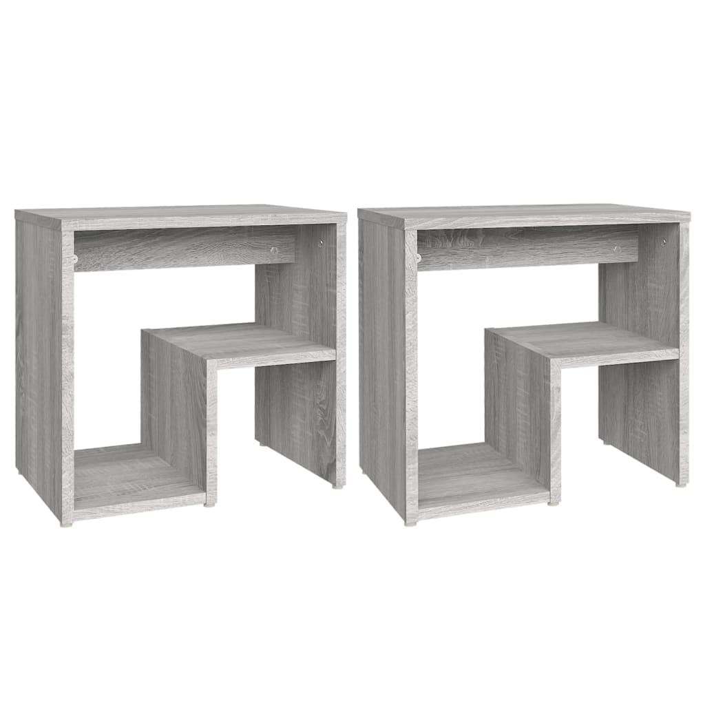 Table de chevet gris sonoma lot de 2 en bois d'ingénierie moderne 40x30x40 cm avec étagère
