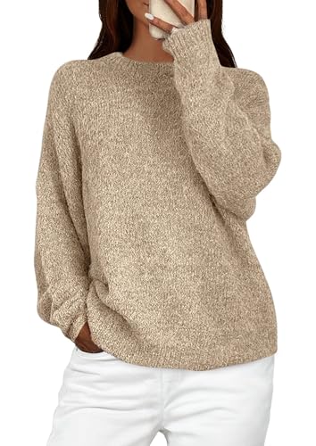 PRETTYGARDEN Womens Fall Long Sleeve Sweater Crew Neck Fuzzy Loose