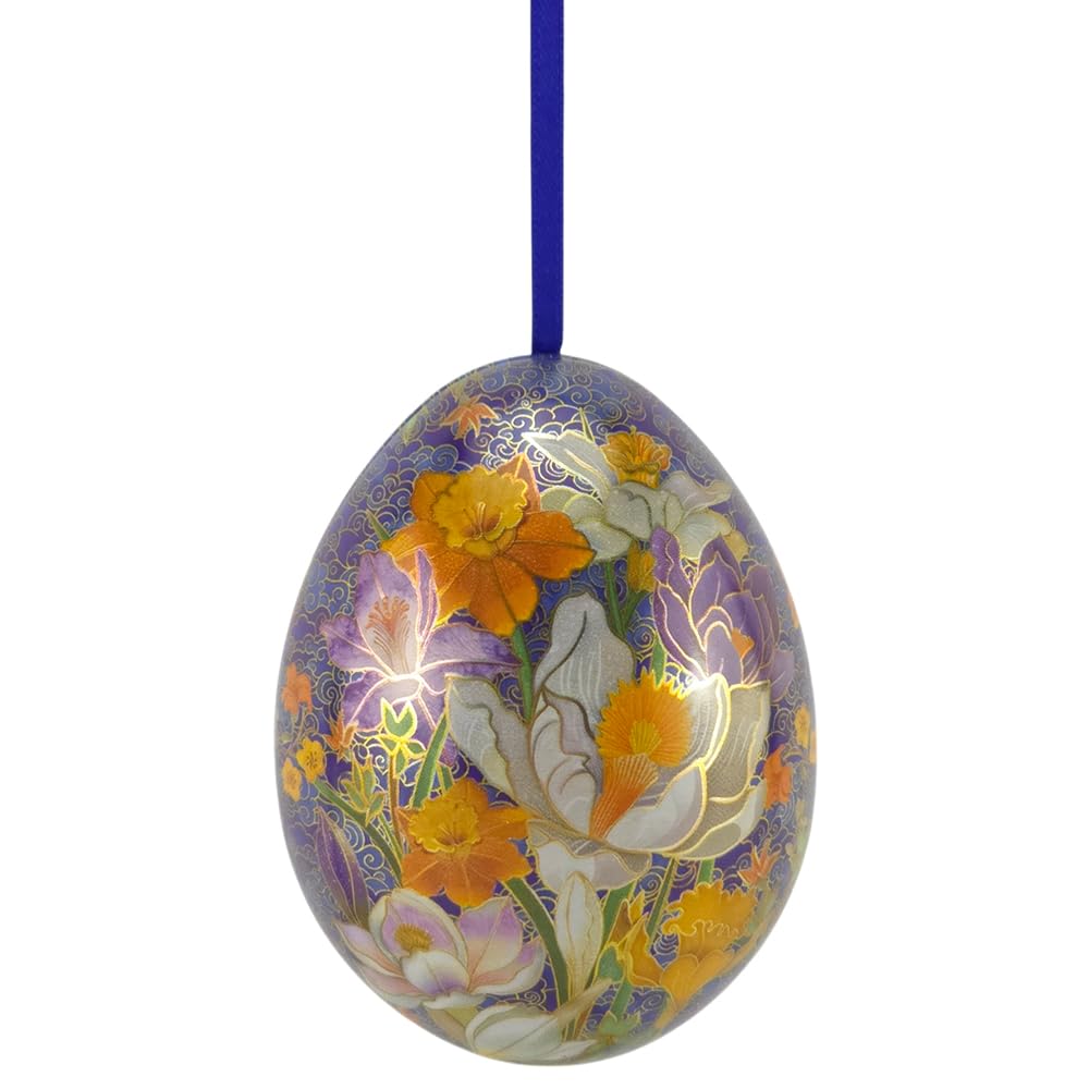 That's Crackers Purple Cloisonne | Two Part Hanging Easter Egg | Fillable Tin | 7cm Tall