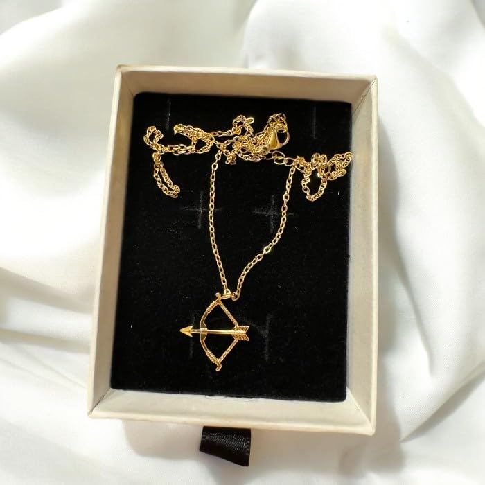 Bow and Arrow Necklace For Women Men Stainless Steel Archery Chain Necklace Wedding Jewelry (Gold)4