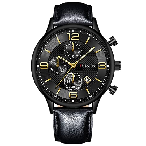 HUYTBYG Fashion Sport - Reloj de pulsera analógico de cuarzo para hombre, correa de acero inoxidable, reloj delgado para hombre, H, One Size