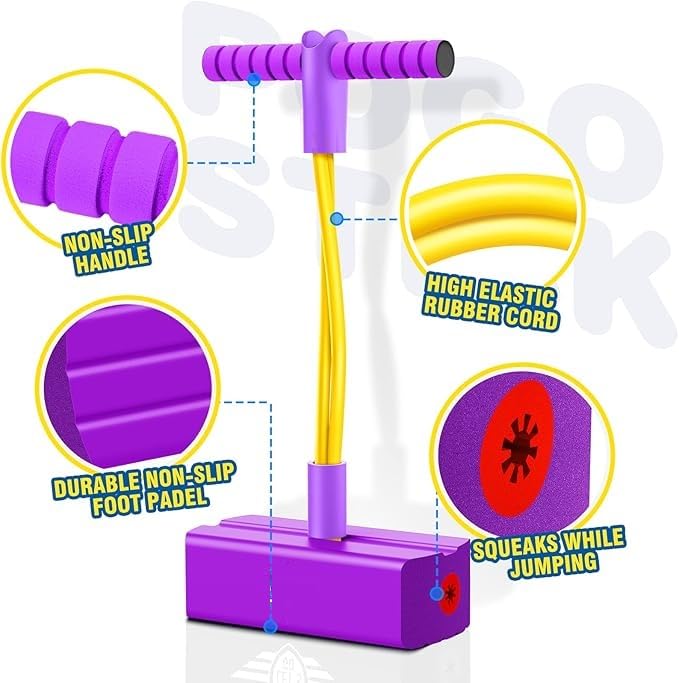 Pogo Stick Toys for Boys Girls, Foam Pogo Jumper for Kids Gifts Outdoor Toys for Toddlers Age 3 and Up Garden Toys Boys Girl Gifts | Pogo Jump Makes Pop Sounds (Purple) 1