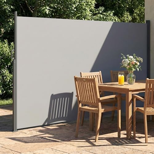 Outsunny Retractable Side Awning, 165" x 73" Outdoor Privacy Screen, Water-Resistant, UV 50+ Room Divider Wind Screen for Patio, Garden, and Balcony, Light Grey — view 7
