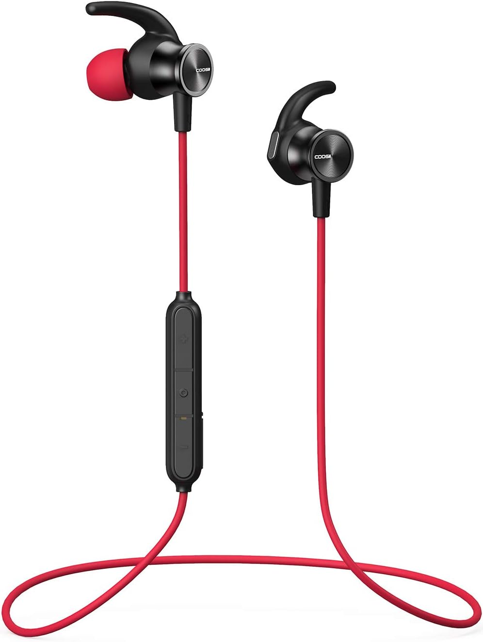 COOSII S7 Bluetooth Headphones, Wireless in Ear Earbuds with Mic and Magnetic Connection Sweatproof Earphones for Cell Phones Sport Running Workout Gym (Red)