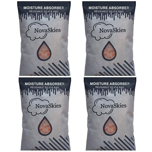 Premium Moisture Absorber Desiccants pack 200G x 4 Pack Orange Indicating Silica Gel Reusable Bags, Dehumidifer for Cars, Storage bins, Home Closets, 3D Filament & Safes