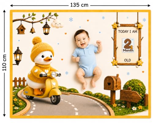 Image of NEW COMERS Baby Monthly Milestone Blanket | 1 to 12 Months Extra Soft Fleece | Best Photography Backdrop Prop | Size - 55 in to 44 inch Super Soft Fabric (Yellow)