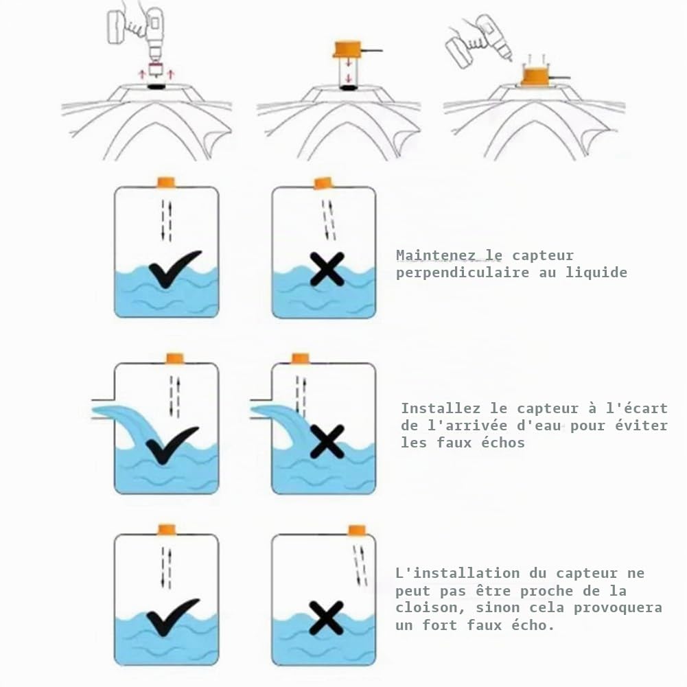 Tuya Smart WiFi Capteur de Niveau de Réservoir D'Eau à Ultrasons Alertes en Temps Réel Contrôle par Application pour IOS et Android Prise UE