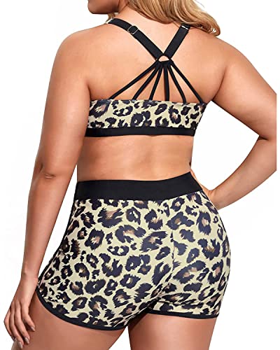 Image of Holipick Women Plus Size Swimsuits - Athletic 3 Piece Tankini with Shorts