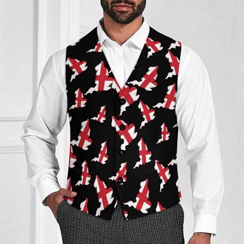 Flag Map of UK Suit Vest for Men Waistcoat Dressy V Neck Button Down Sleeveless Business Jacket Coat4