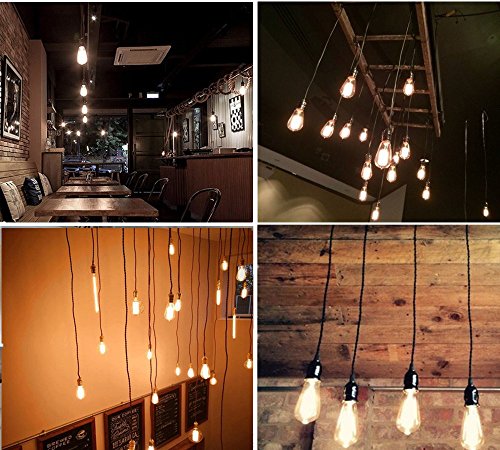 4-Pack Pendant Light Cord, Hession Industrial Edison Pendant Light Kit, Vintage Style One-Light E26 Lamp Socket, Adjustable Black Wire Mini Pendant Light Fixture (Copper) #TOP3