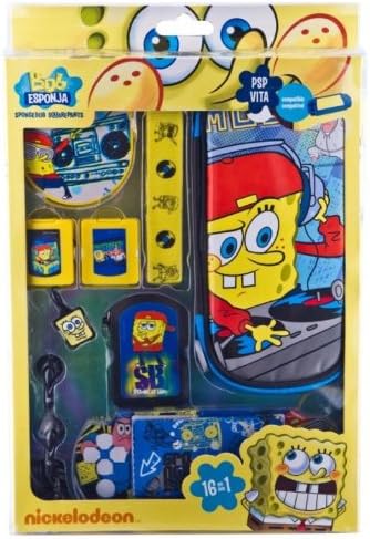 Indeca PSP/PS Vita Combination Pack – Spongebob Accessory for PC Game (Blue, Yellow, Wired)