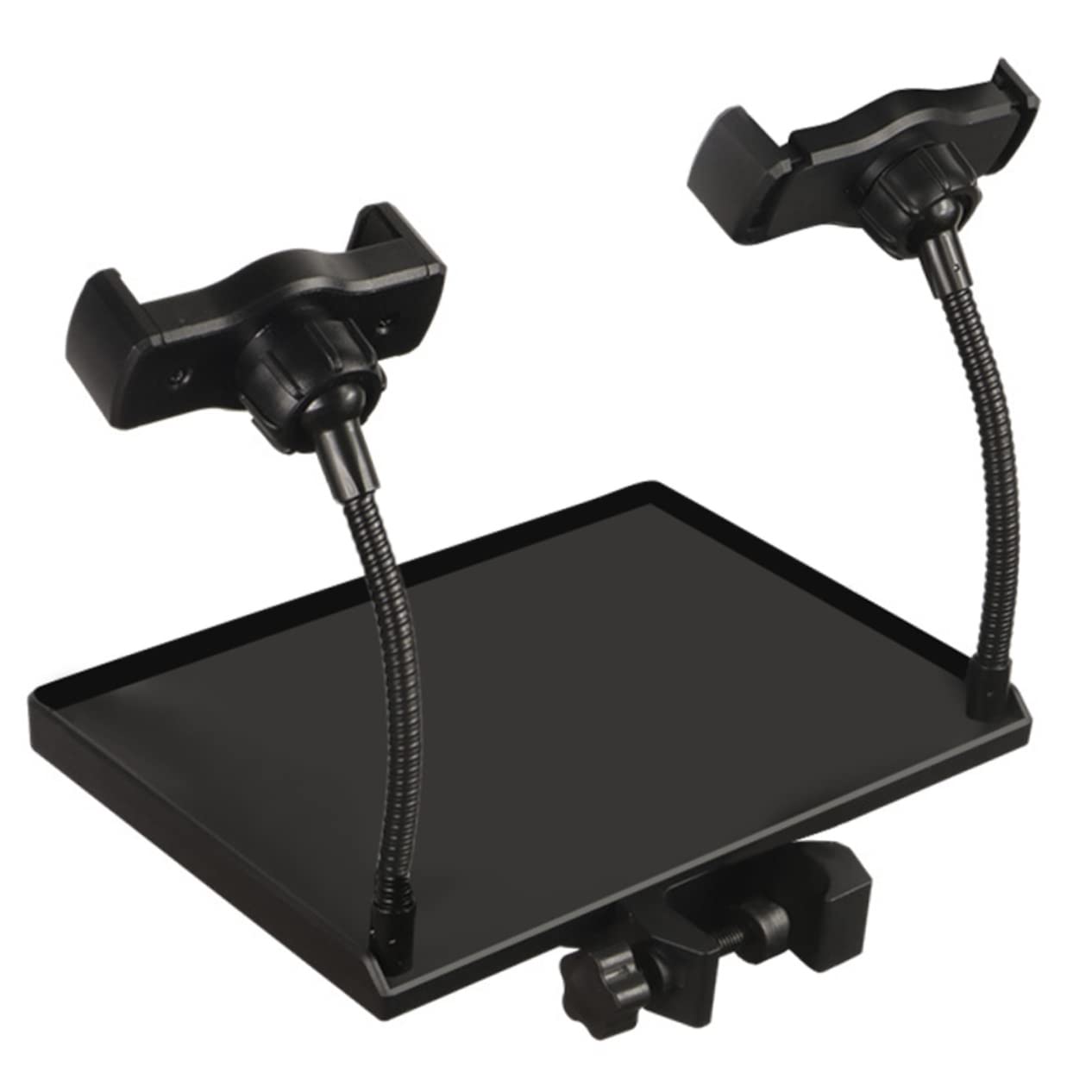 VANZACK Multi Functional Microphone Tray with Phone Clip Movable Sound Holder for Mic Stand Durable Music Accessory with Raised Edges for Recording Live Streaming Karaoke