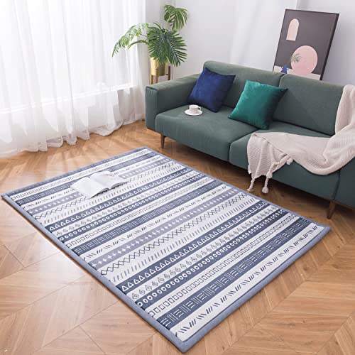 Loartee Striped Thick Nursery Rug - 1" Moroccan Geometric Pattern Color Area Rug, 4'11"X6'7", Gray #TOP5