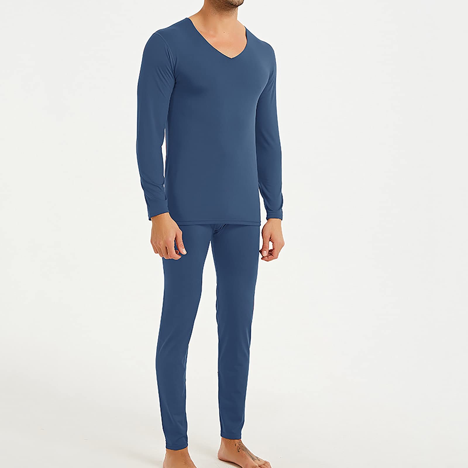 G&F Bielizna termiczna męska długie majtki zestaw szybkoschnąca, warstwa podstawowa koszulka z długim rękawem + legginsy (kolor: niebieski, rozmiar: 3XL)