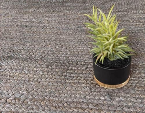 Grey Rug 100% Natural Jute Braided Style Handmade Runner Rug Living Area Carpet 6x9 Ft (2x18 Runner)