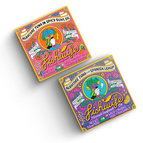 Image of Fishwife Albacore Tuna Variety 2-Pack (with Lemon & Spicy Olive Oil) | Wild-Caught & Hand-Packed | MSC-Certified Sustainable Seafood, Gluten Free, High Protein, Omega-3s