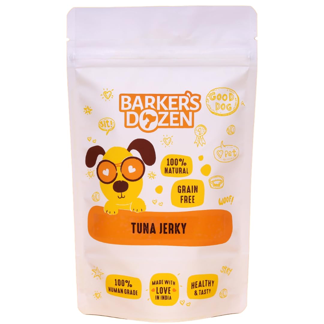 Barker’s Dozen Tuna Fish Jerky for Dogs (70g) | Single Ingredient | High Protein Dehydrated Low & Slow | Omega-3 Natural Dog Treats | Pet Bakery