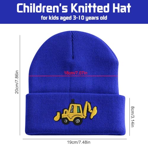 Cute Embroidery Excavator Dinosaur Toddler Kids Beanie Caps Soft Warm Baby Knitted Winter Hat for Boys Girls Age 3-102