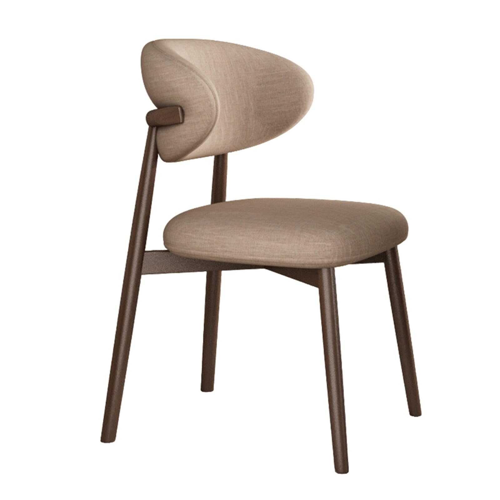 MESCXTY Mid Century Modern Dining Chairs Wooden Farmhouse Leather Upholstered Kitchen Side With Curved Backrest & Legs(Walnut+Khaki Linen)