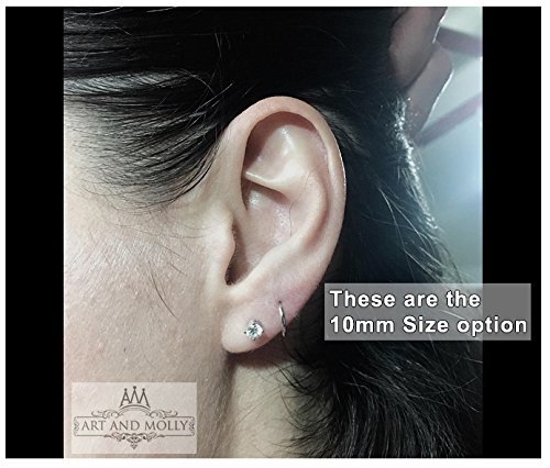 14k White Gold Endless Earrings Round Slim Flexible Thin Continuous Real 14-karat Gold Hoops2