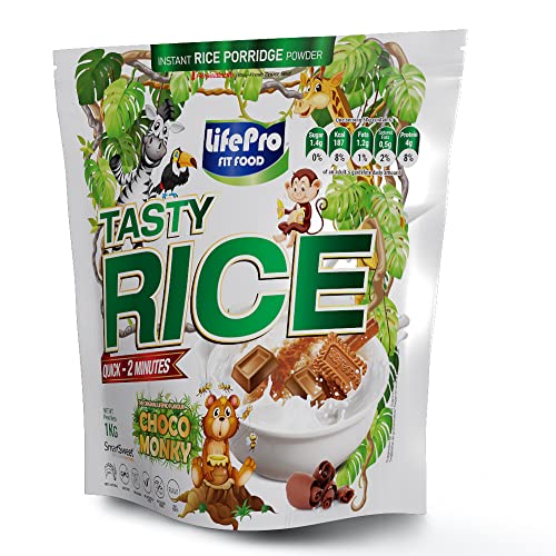 Life Pro Fit Food Tasty Rice Choco Monky 1kg | Harina de Arroz | Suplemento de carbohidratos con un delicioso sabor a galleta caramelizada