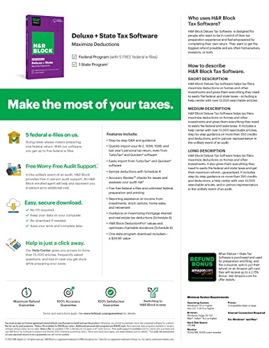 Image of H&R Block Tax Software Deluxe + State 2022 with Refund Bonus Offer (Amazon Exclusive) [Mac Download] (Old Version)