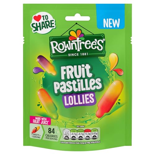 Rowntrees Fruit Pastilles Lollies Chewy Jelly Sweets Sharing Bag 130g