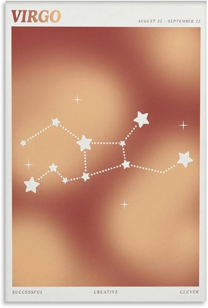 Constellation Celestial Zodiac Astrology Poster Virgo Picture Print Canvas Poster Wall Paint Art Posters Decor Modern Home Artworks 12x18inch(30x45cm)