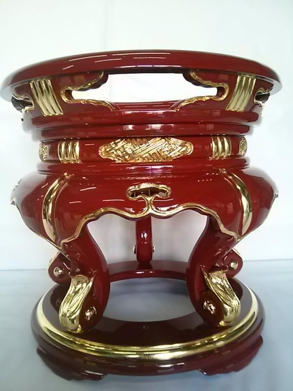 木製朱塗面金 丸金台 1尺2寸馨子台 馨子 リン台 大徳寺リン おりん