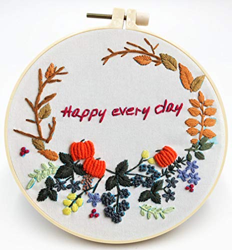 Image of Abillyn Embroidery Starter Kit Garland Happy Every Day Stamped with Printed Pattern Cross Stitch Embroidery Kits (Garland 2)