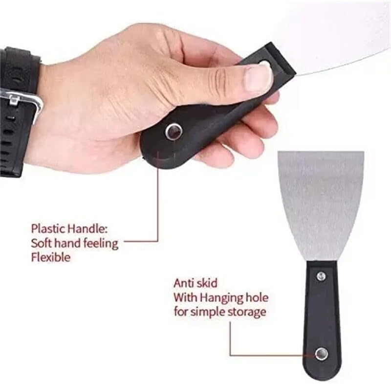Tools Kit For Carbon Steel Putty Knife Set 7 Sizes Flexible Drywall Scraper Kit Stainless Steel Blade Soft Grip Handle Canvas Storage Bag Rust Resistant Painting Wall Repair Tools（Quantity:7pcs)