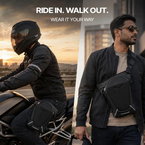 Image of Carbonado Turtle Bags, Thigh Bag for Bikers, Fanny & Waist Bag for Man Woman; Multipurpose Water Repellent Utility Pouch, Cross Body, Strap to Leg & Hip for Motorcycling, Outdoor & Hiking