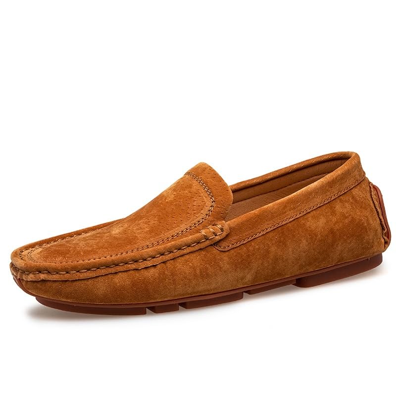 Loafers for Men Solid Color Driving Moccasins Loafers Stitching Details PU Suede Anti-Slip Flexible Flat Heel Casual Slip On