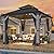 GARTOO 8.5' x 8.5' Outdoor Wood Gazebo - Permanent Wooden Hardtop Gazebo Pavilion with Double Curtains, Galvanized Steel Roof Cedar Wood Gazebos for Garden, Lawn, Poolside, Backyard Deck