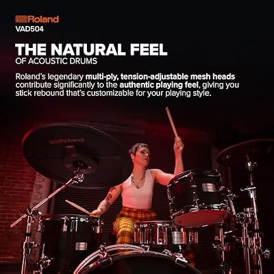Roland VAD504 V-Drums Acoustic Design Streamlined kit with full-size wood shells.