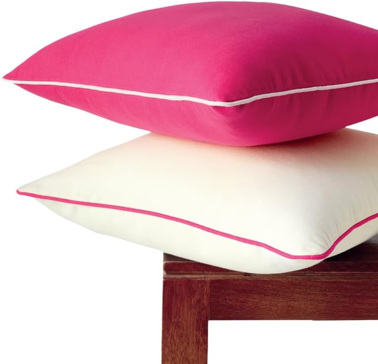 Encasa Cotton Throw Pillow Covers Set of 2 I 24x24 in (60x60 cm) - Beige I No Insert I Plain Square Pillowcases I Machine Washable | Indoor Use Only