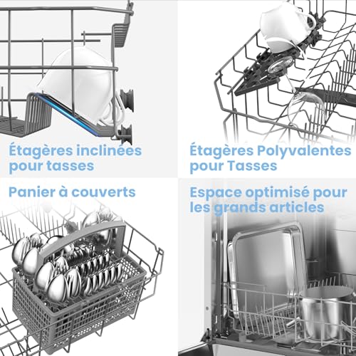 COMFEE' CDWPF1201PS Dishwasher Freestanding, 60 cm, 12 place settings, delayed start, half load function, flexible baskets - Stainless steel, 49 dB, Button control