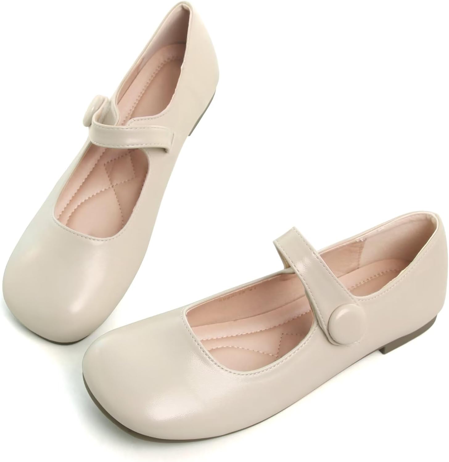 LUXINYU Mary Jane Flats for Women Dressy Retro Square Toe Ankle Strap Ballet Flats Comfortable Patent Leather Shoes - Image 2