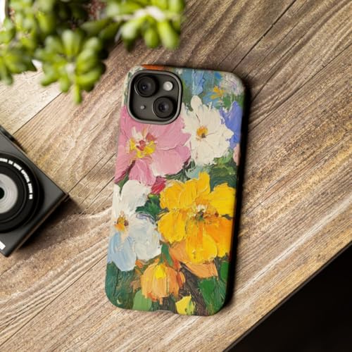 Coque iPhone 15 Plus peinture florale verte finition mate