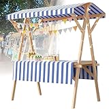 Gvqng Puesto De ExhibicióN De Madera Plegable para Mercados, Carrito Expositor con Toldo para Venta Ambulante, Mostrador para Venta De Comida Y Bebidas, para Mercados,007,47 in Wheel Model