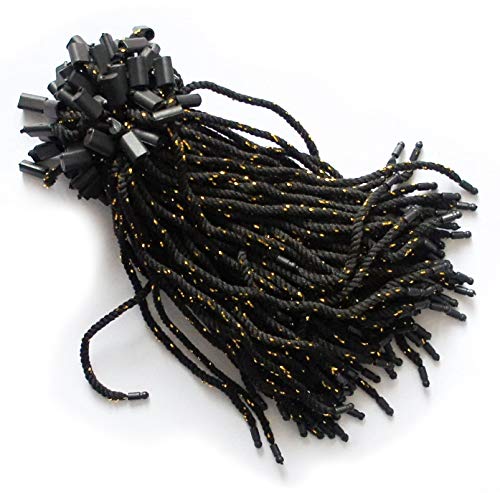Étiquettes de suspension rondes noires et dorées avec cordon (lot de 1000) pour prix de vêtements