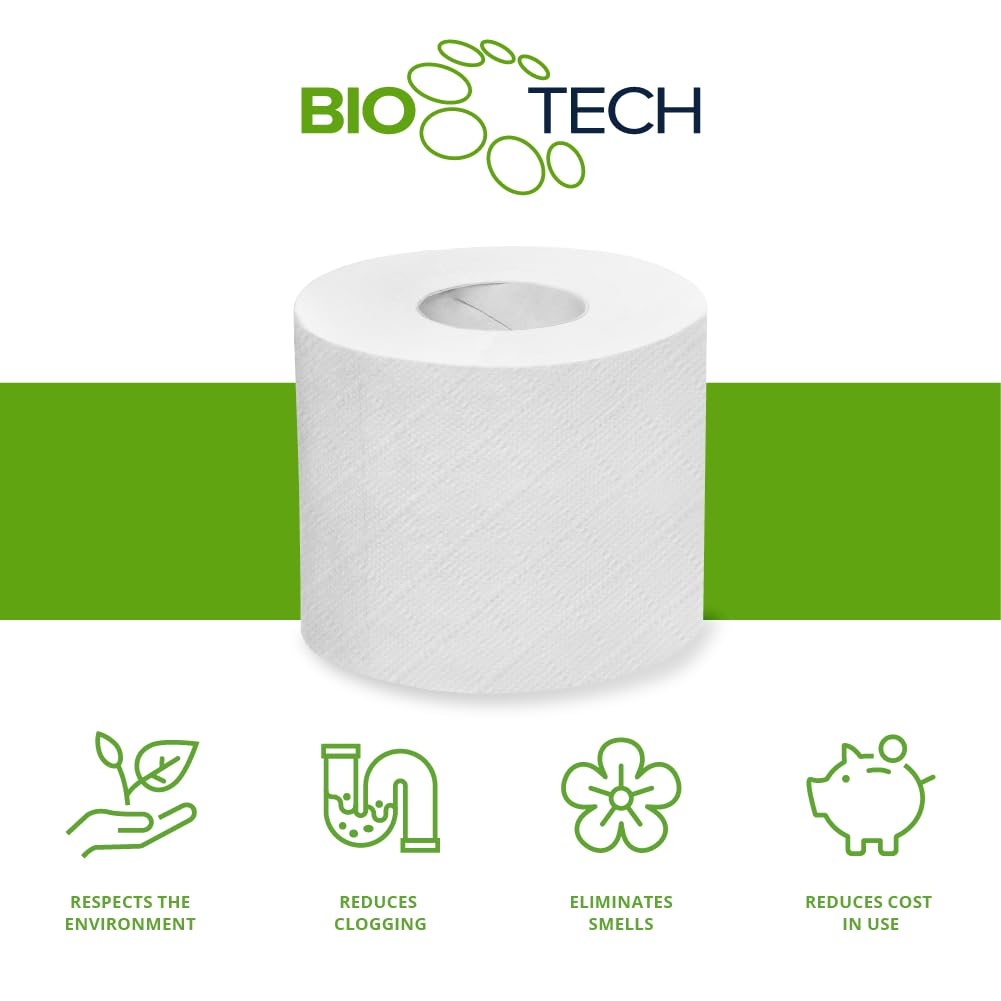 Papernet Bio Tech 420503 - Carta Igienica 1 Confezione da 4 Rotoli in Carta Cellulosa Pura Lunghezza 23,1 m cadauno, Combatte naturalmente i batteri patogeni, 2 veli, 210 fogli