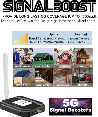 Image of 2026 AT&T Cell Phone Signal Booster ATT Signal Booster T Mobile Cell Signal Booster for 5G 4G LTE on Band 12 /17 AT T Cell Booster AT&T Cell Phone Booster ATT Cellular Extender Boost Call /Data