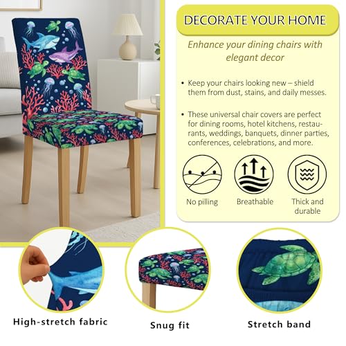 Housses de chaise de restaurant lavables motif requins bleu