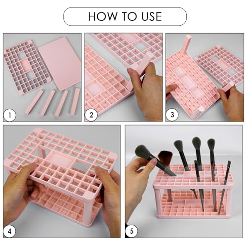Image of Paint & Makeup Brush Holder, Square Plastic Organizer for Cosmetic Brushes, Art Pens, Pencils, Markers, Calligraphy Pens, Small Tools Storage