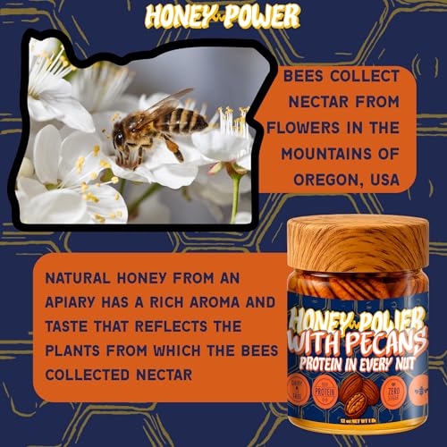 Honey Power con Pecanas – Miel Crua con Pecanas Enteras, 12 oz miniatura 4