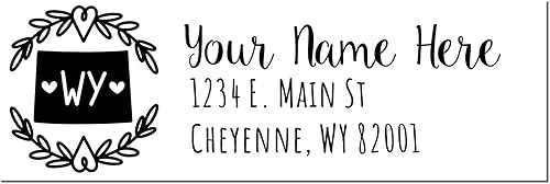 Miniatura 54 de State Love - Sello de dirección autoentintado para Texas, caja rosa, púrpura o negra, impresiones limpias y nítidas, diseño rectangular, tamaño 7/8