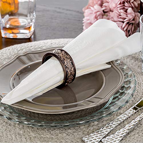 Creative Scents Dublin Napkin Rings Set Of 6 - Elegant Dining Table Decor Napkin Holder Rings - Rustic Table Setting Decorations For Thanksgiving, Fall, Holiday Dinner (Coffee Brown) #TOP1