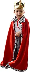 Capa de Rei Vermelha Luxuosa Infantil 80 cm para Fantasia Medieval