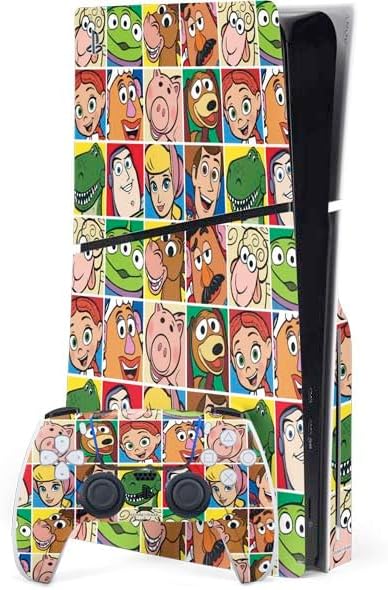 Skinit Decal Gaming Skin Compatible with PS5 Slim Disk Bundle - Officially Licensed Disney Toy Story Character Grid Design